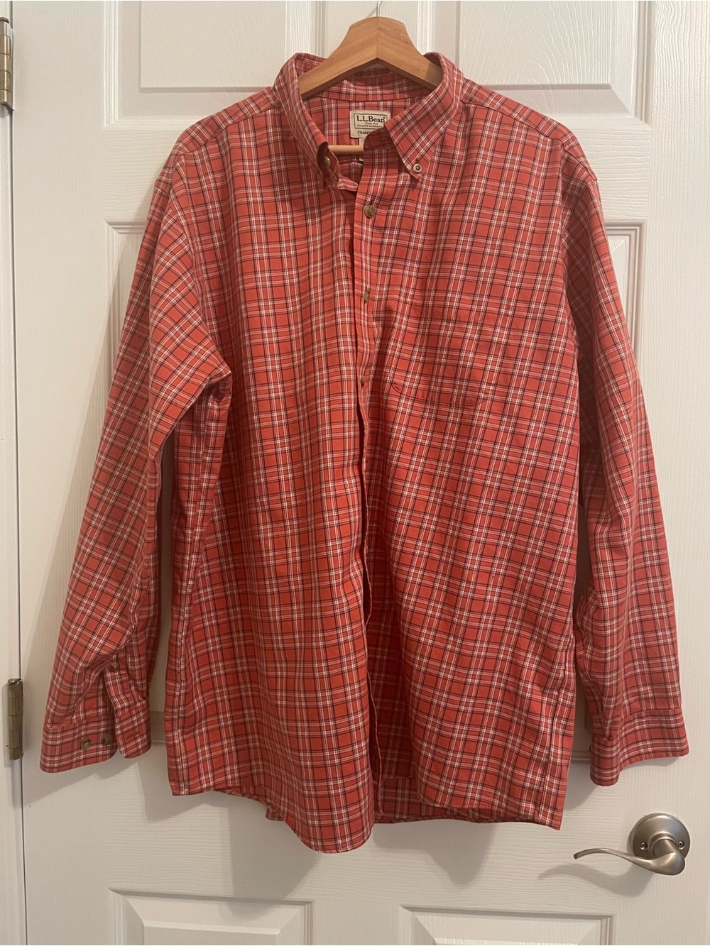 L.L. Bean Men’s Wrinkle Free Twill Sport Long Sleeve Traditional Fit Orange XL